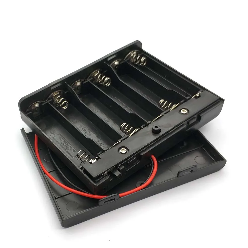 6 AA Batteries Holder Storage Case Plastic 1.5V Battery Case ON/OFF Switch with Cap Wire For 6 X 1.5V AA Battery