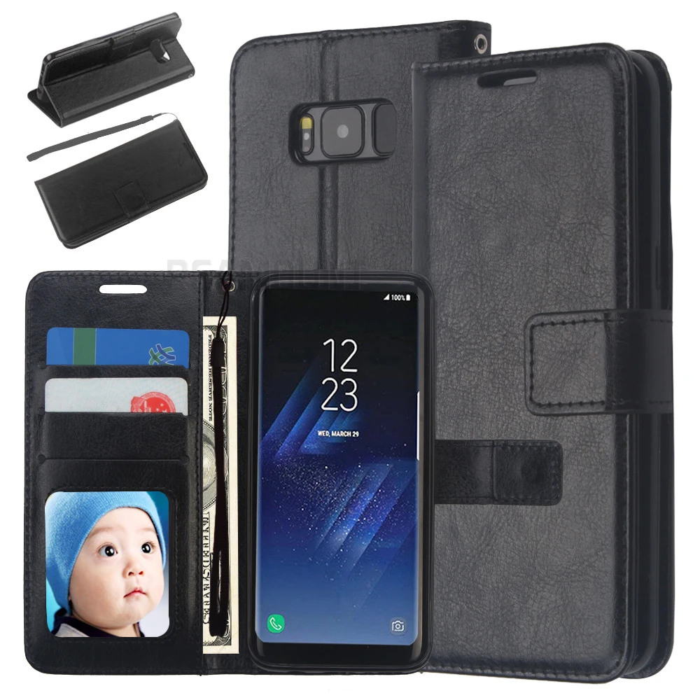 150 pcs Wholesale Hot Selling Classical Flip Smart Cover for Samsung S8 S8 Plus PU Leather Dirt Resistant Wallet Phone Cover