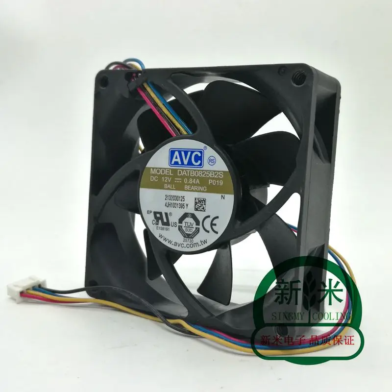 USED AVC DATB0825B2S 12V 8025 8cm 4PIN PWM high air volume cpu ATX ball bearing cooling fan