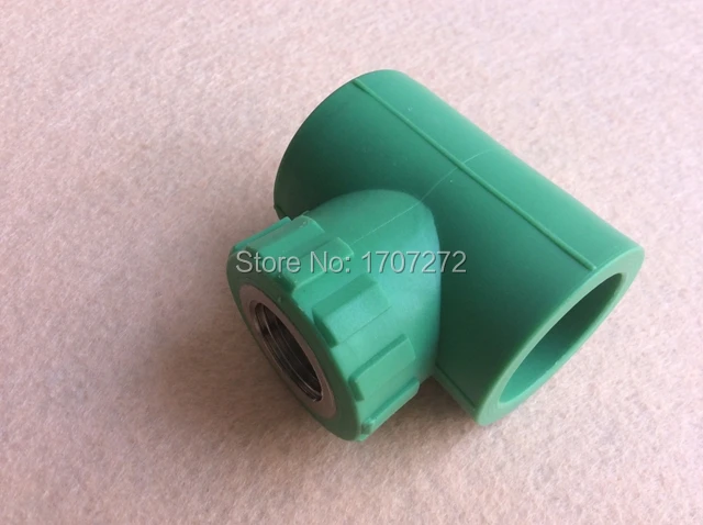 

Free shipping Color Green Enviroment friendly PPR Female thread Tee DN20X1/2" Fitting Connector for water pipe