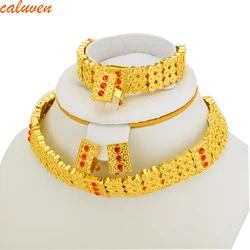 Gold Color Ethiopian Jewelry Women Chokers Necklace/Earrings/Ring/Bracelet Sets Eritrea Habesha Africa Wedding Bride Gift