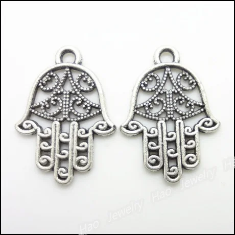 

90 pcs Vintage Charms Hand Pendant Antique silver Fit Bracelets Necklace DIY Metal Jewelry Making