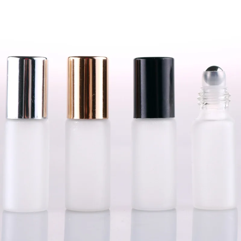 

5ml Frosted Glass Roll on Bottles Metal Ball Roller Refillable Fragrance Massage Essential Oil Perfume Bottle 100pcs/lot