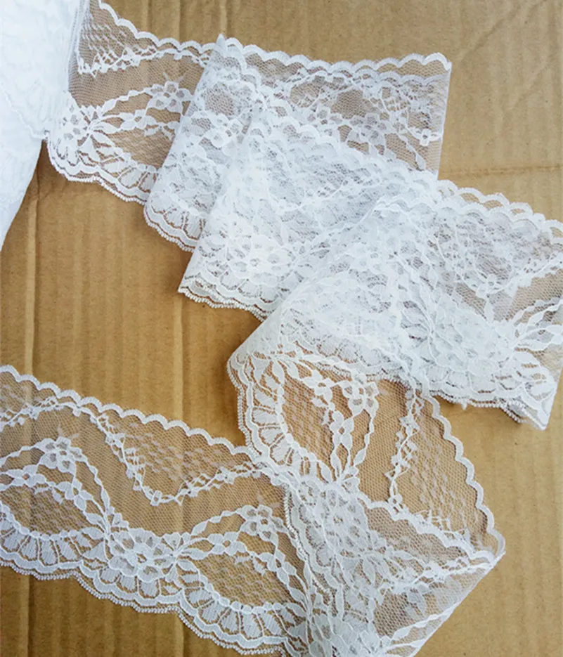 Width 80mm hot 8yards white Embroidered Net white Lace Trim fabric Garment ribbon headband wedding gift DIY Accessories GH-91457