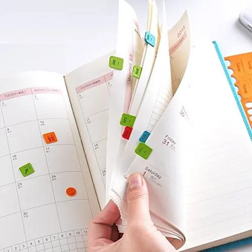 Multi-Color Self Adhesive Mini DIY Leather Monthly Calendar Index Tabs  for Appointment Book Events Diary Scrapbook Planner