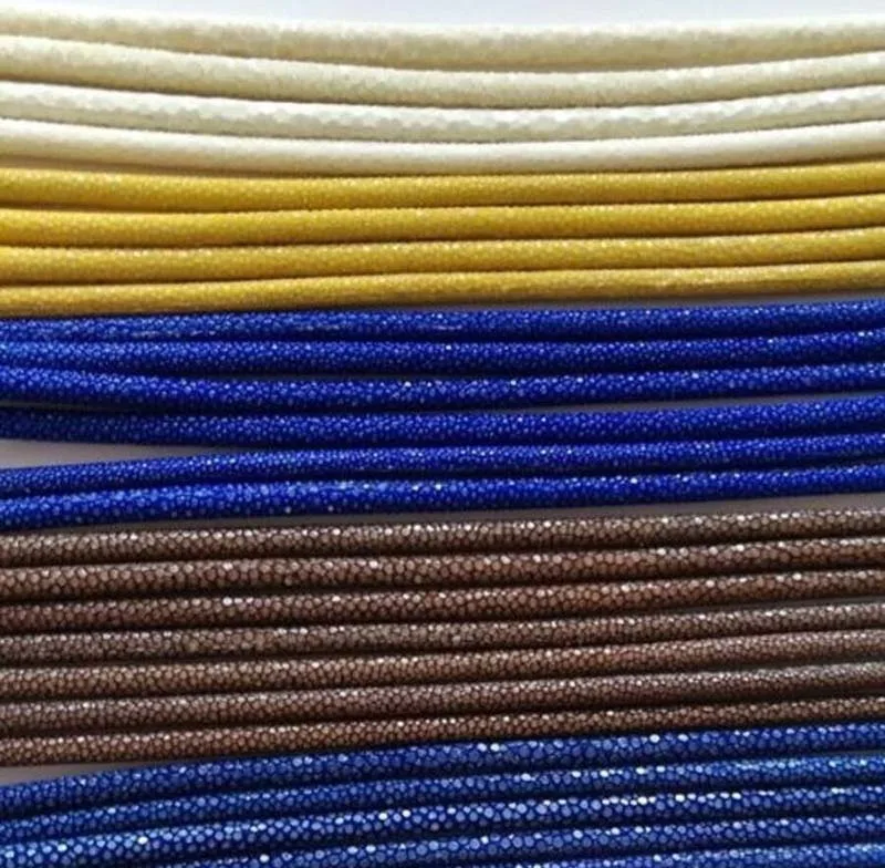 5mm*200mm Genuine Black Stingray Leather Cords For Bracelet Real skin Leather Rope For DIY Leather Jewelry