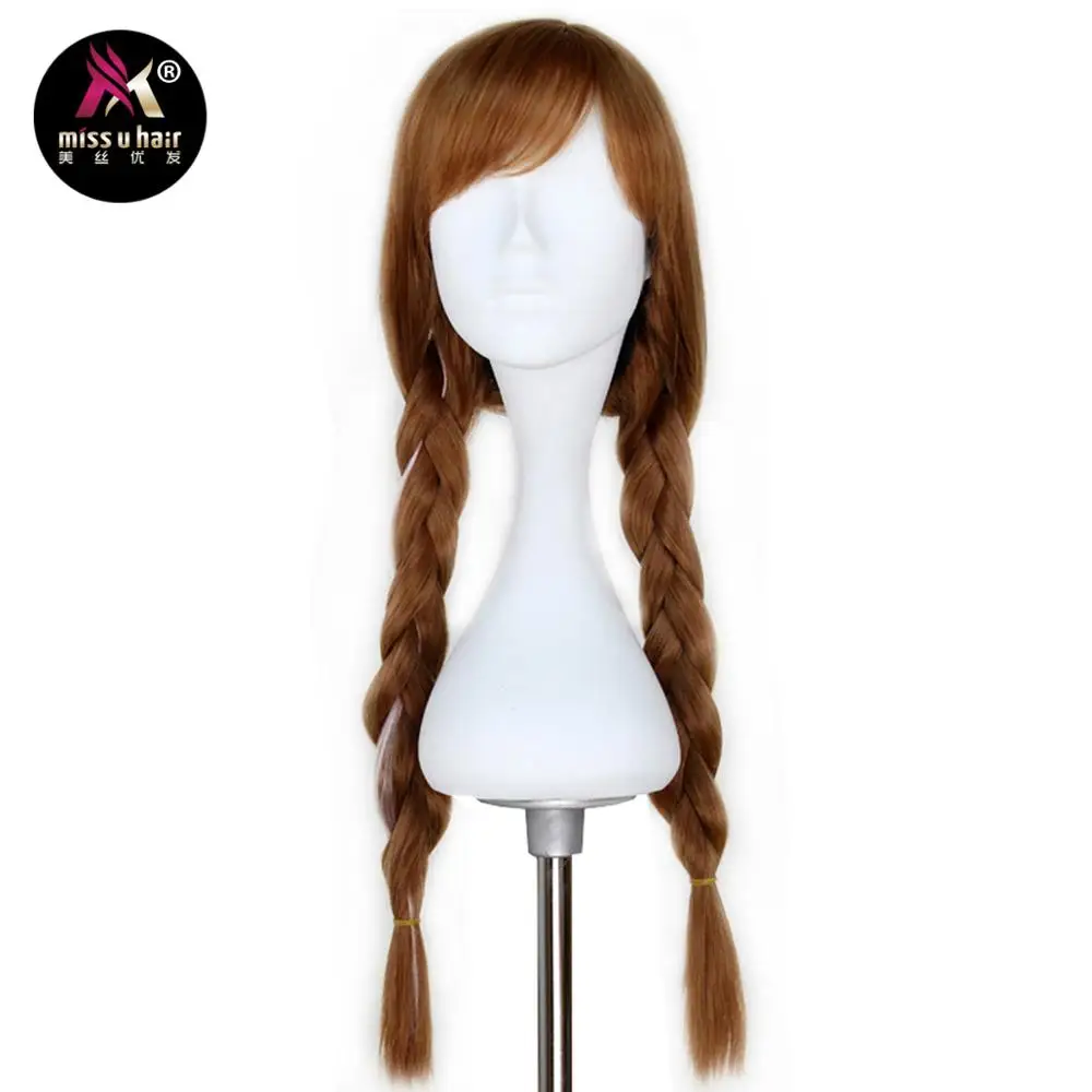 Miss U Hair Synthetic Princess Child Adult Wig Long Straight Braid Hair Halloween Cosplay Costume Wig with Hairpin Accessories