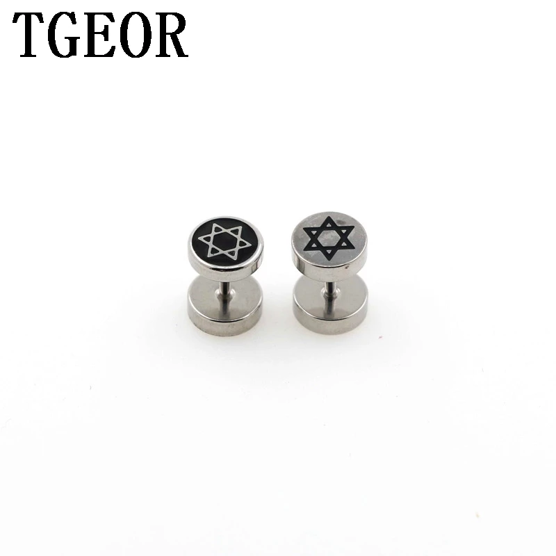 illusion cheaters 20pcs 1.2*6*8/8mm Stainless Steel corrode the drop black oil Three-dimensional star piercing fake plugs