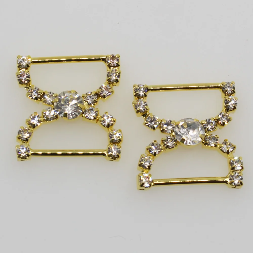 10pcs 20x22mm Crystal Gold Rhinestone Bikini Swimwear Connectors/Buckle Metal Chain Swimwearr Bag Buckle Shoes Chain Decorate