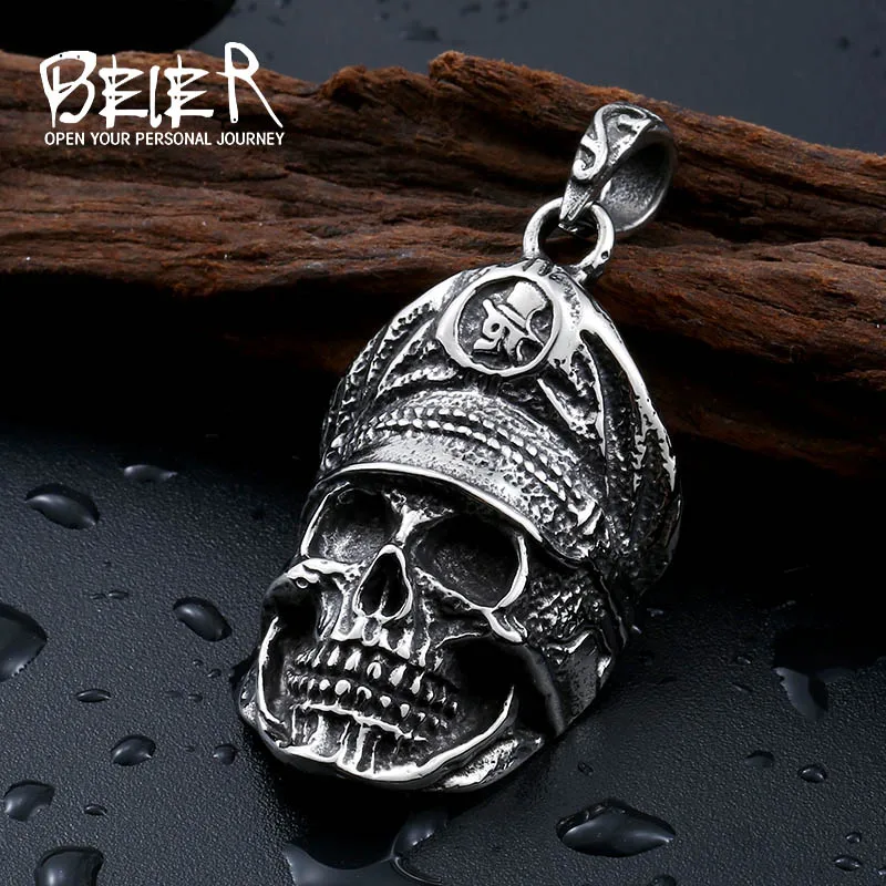 Beier 316L Stainless Steel pendant necklace Cool Officer Dictator New Designed skull pendant Fashion Jewelry