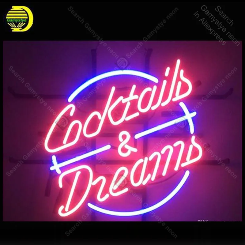 

Neon sign For Cocktails And Dreams Neon Bulb sign display Iconic Beer bar Pub Handcraft Lamp advertise Letrero enseigne lumine