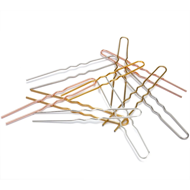 50pcs 70mmx1.2mm Raw Brass Rose Gold Color Hair Sticks U shape Hair Pins Blank Base Setting For Women Jewelry Bulks Components