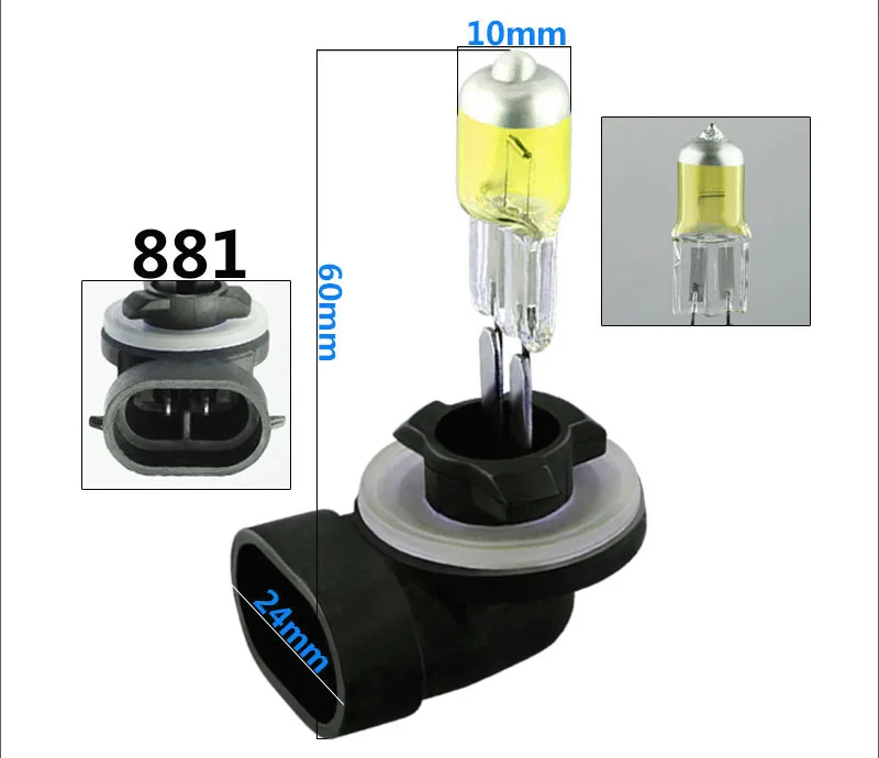 2PCS 881 894 H27 Halogen Bulbs 27W Headlights fog lamps day light running parking 12V Car Light Source DRL Daytime Yellow Amber