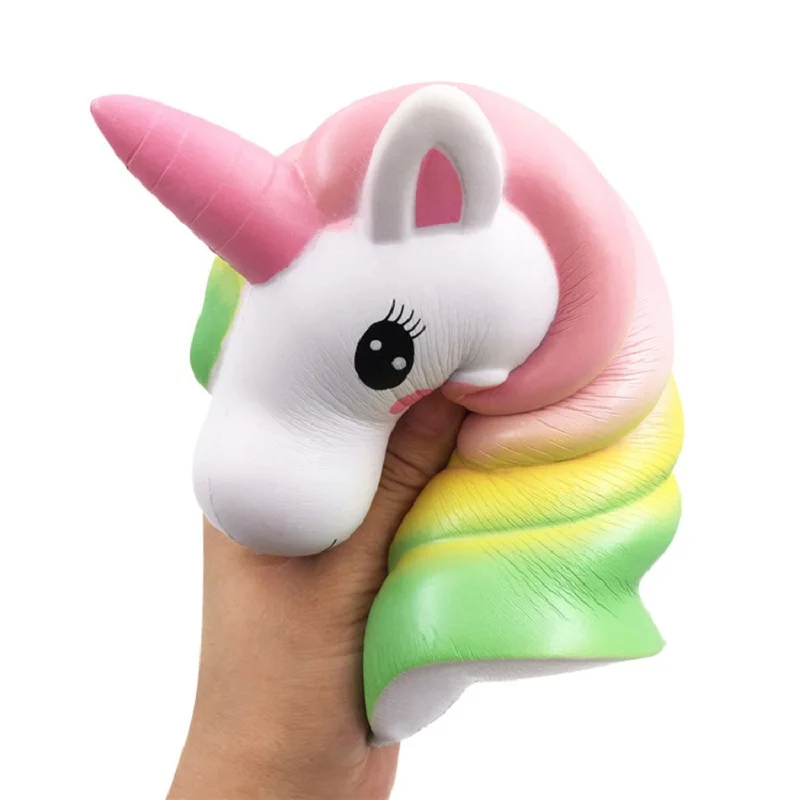 Jumbo Colorful Unicorn Head Squishy Soft Slow Rising Scented Squishy Kids Grownups Stress Relief Squeeze Toys Toy 13*11*7.5 CM