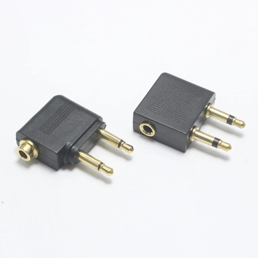 NinthQua 1pcs Airplane 3.5mm 2Pole Headphone Mono Audio Converter Gold Plated Travel Jack Plug Splitter Adapter