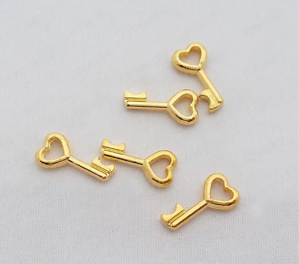 

500pcs Gold Color Plated Zinc Alloy Small Heart Key Charms For DIY Craft Scrapbooking Project