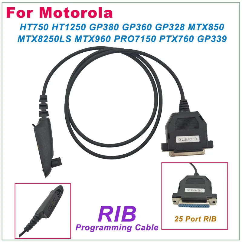 RIB-Related Programming Cable 25pin for Motorola HT750 HT1250 GP328 GP380 GP360 MTX850 MT8250 MTX960 PRO5450 PRO7350 PTX780