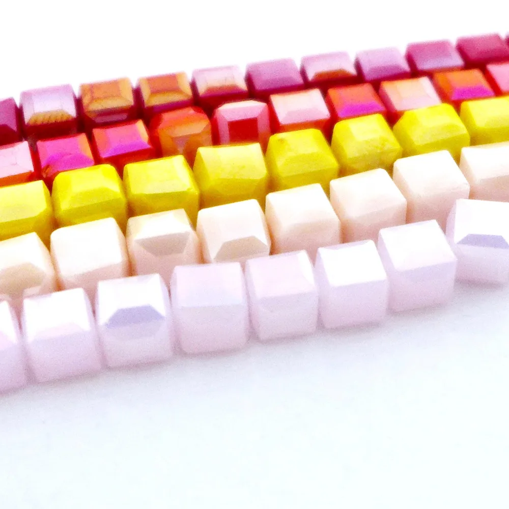 

wholesale 4/6/8mm 5600 cube/square crystal glass beads top quality special colors AB free shipping-4