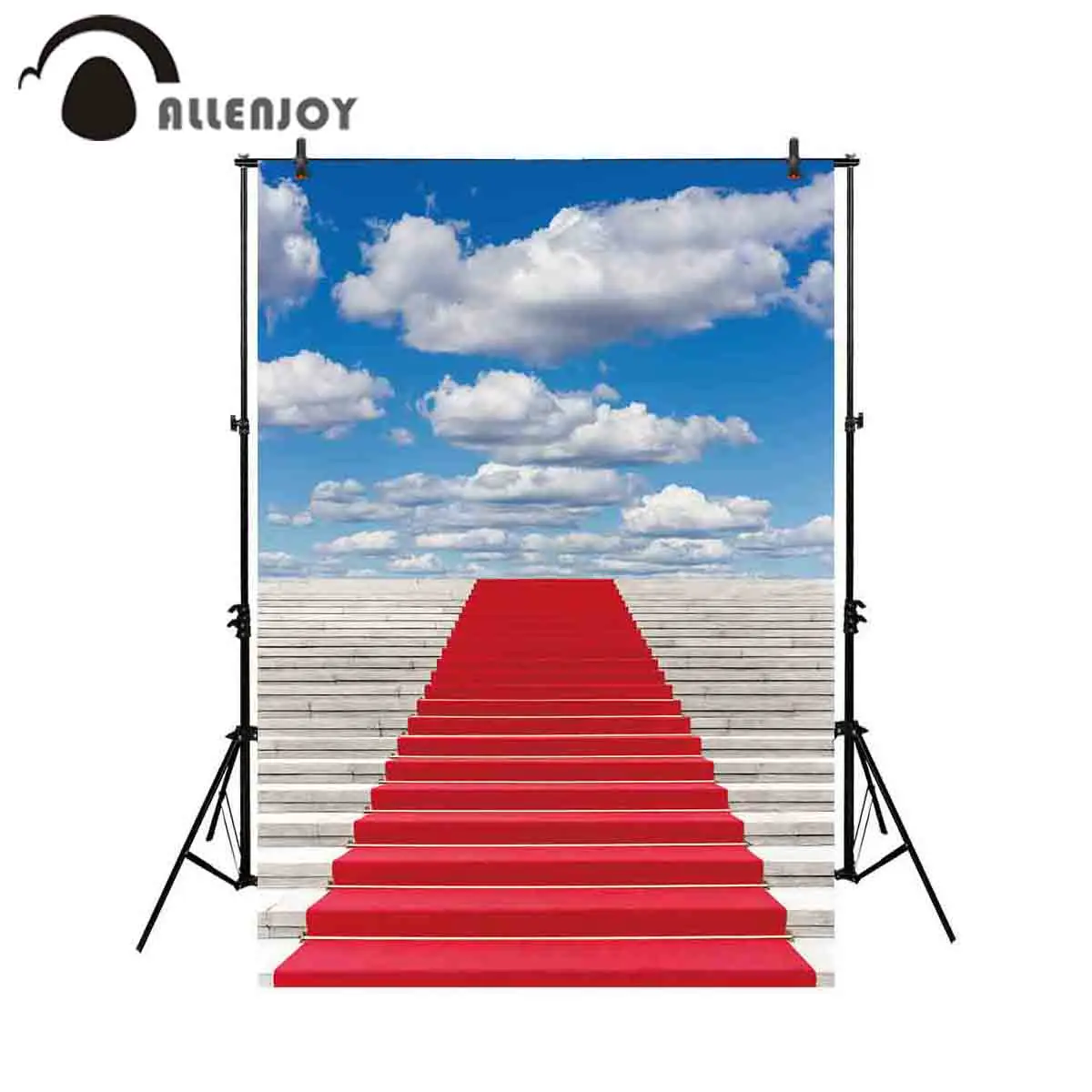 Allenjoy-Fondo para estudio de fotografía, alfombra roja sin fin, escalones de mármol, precioso cielo claro, nubes blancas, sesión fotográfica