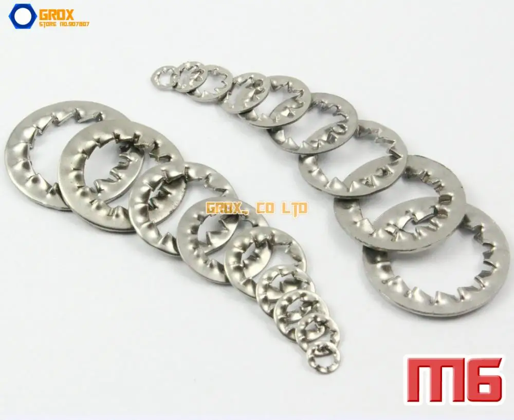 

200 Pieces M6 304 Stainless Steel Internal Serrated Shakeproof Washer Lock Washer