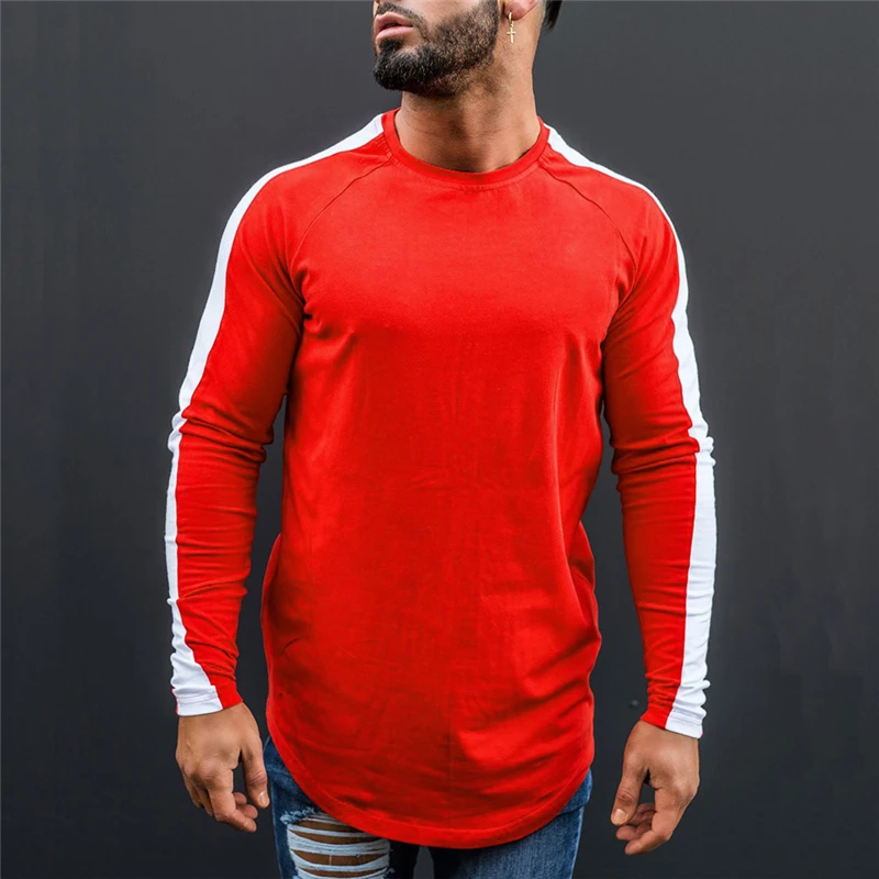 Muscleguys T-Shirt Men 2020 Spring Autumn New Long Sleeve O-Neck T Shirt Men Brand Clothing Fashion Patchwork Cotton Tee Tops