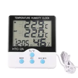 Electronic Digital Room In and Out Temperature Humidity Meter Thermometer Hygrometer Thermo-hygrometer Alarm Clock HTC-2A