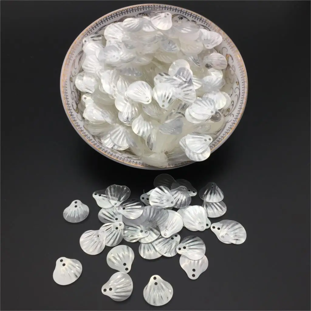 50g 13mm Shell Sequins Loose PVC Paillettes for Crafts Children Sewing DIY Dress Clothing Accessories Crystal White Confetti