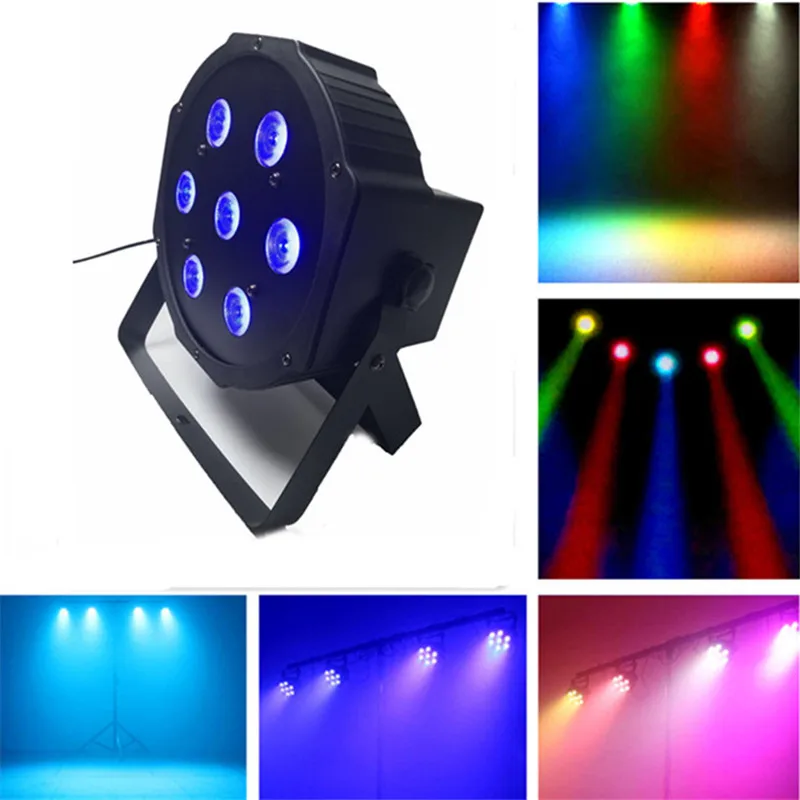 

2X Fast Shipping 7x18w flat par led Flat White Led Par Light 150W Smooth RGBWA UV 6IN1 Color Mixing DMX 4/8 Channels Stage Wash