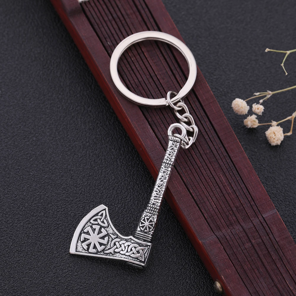 My Shape Viking Axe Pendant Key Chain for Men Runes Celtics Knot Vintage Key Rings Keychain Slavic Amulet Alloy Jewelry Gifts