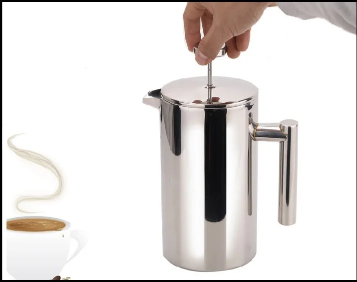 FeiC 1pc 350/750/1000ml stainless steel french press pot filter coffee plunger Anti-scald design