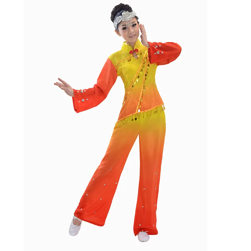 Nieuwe stijl etnische Yangko kleding kostuum fan dance drum dans kostuums stage performance kleding