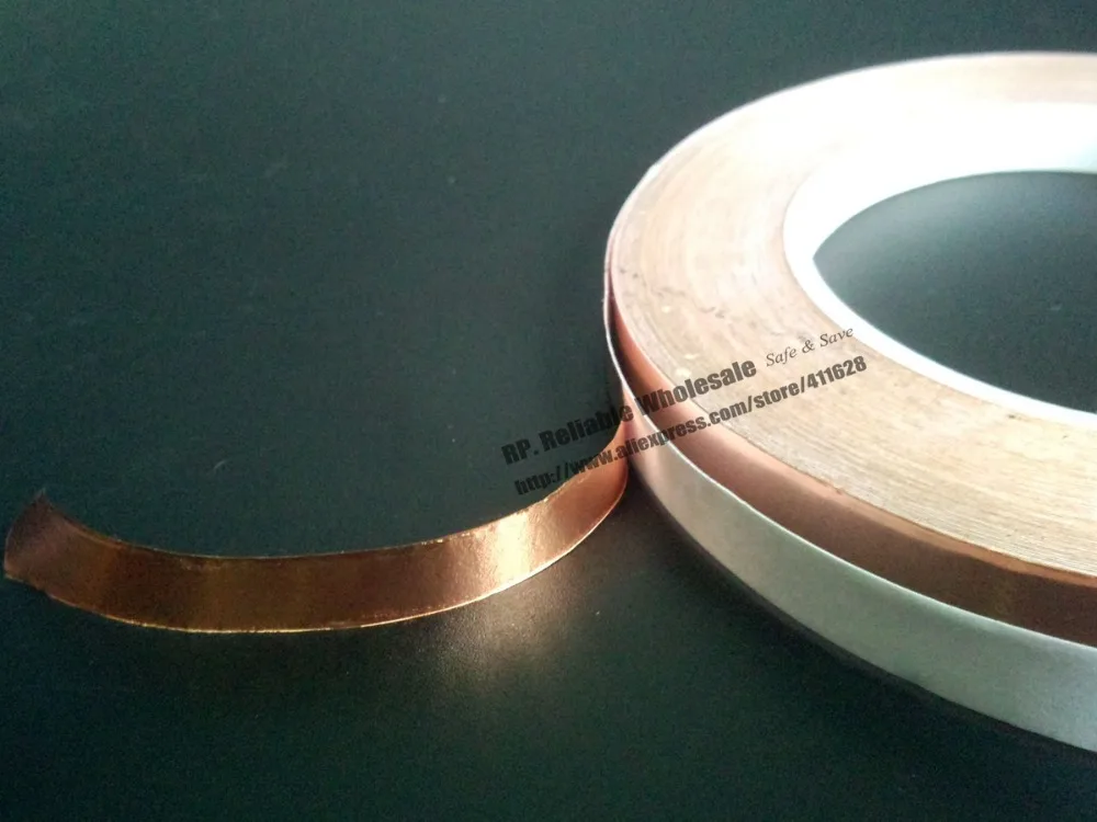 ( 8mm*30M*0.06mm) Electric Conduct Adhesive Copper Foil Tape for Electromagnetic Wave Radiation EMI Shielding  Mask