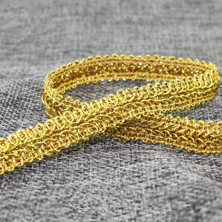 10 yards/lot  1.3cm Wide Gold and Silver Line Fabric Centipede Lace Trim Clothing Textiles Curved Edge Sew Webbing