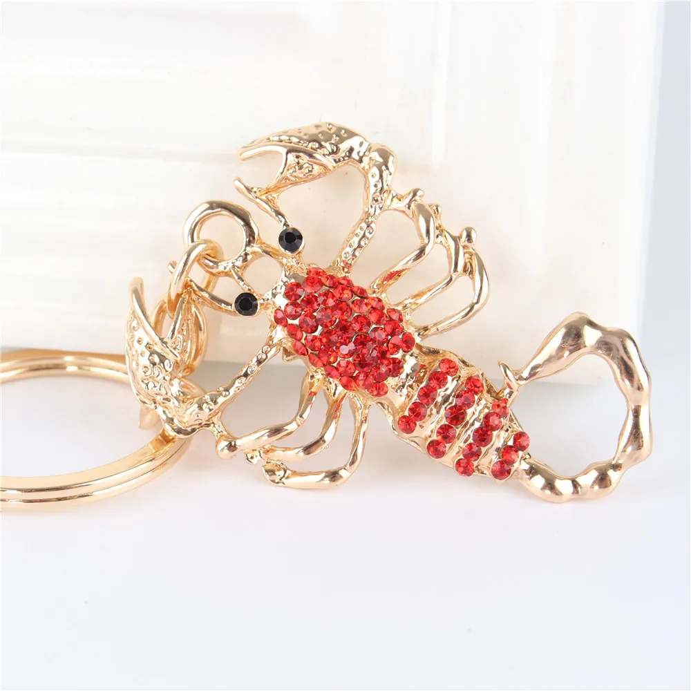 Red Scorpion Crystal Charm Purse Handbag Car Key Ring Chain Party Wedding Birthday Creative Gift