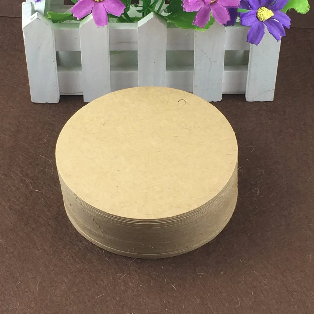 10x10cm 200pcs/lot Wedding Round Kraft Packing Label Kraft Tag Custom Cardboard Price Tags Party Etiquette Mariage