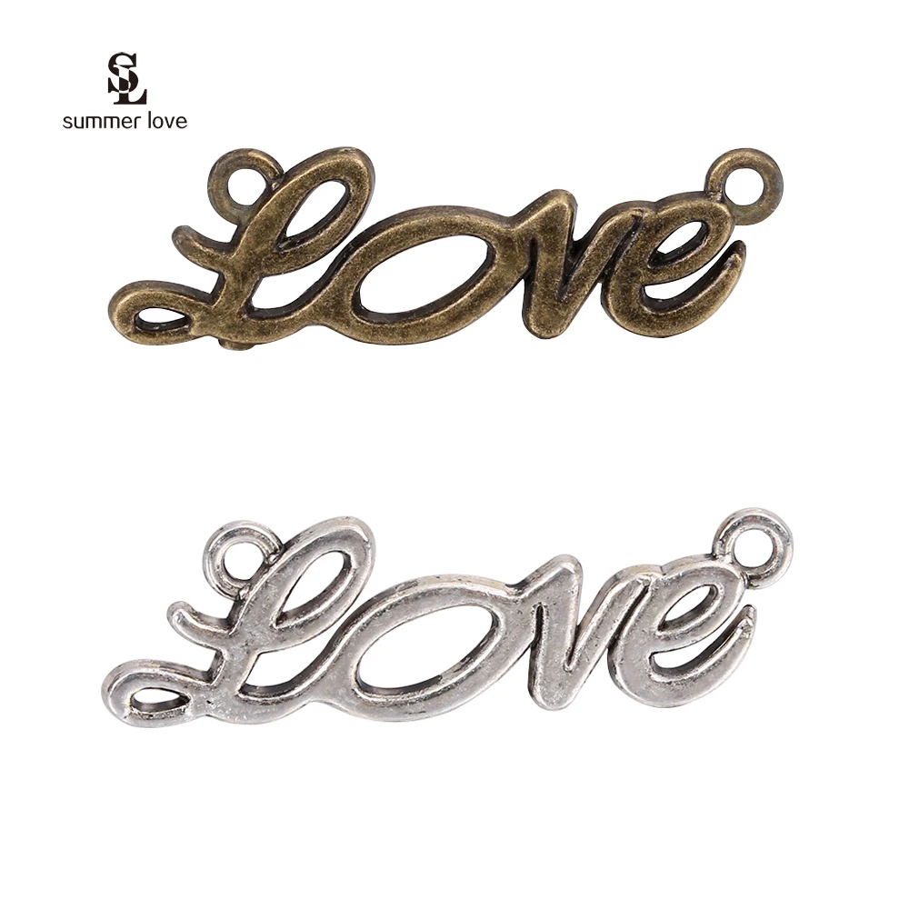 

2024 Wholesale Price 20Pcs/Lot Bronze Vintage Love Connector Big Hole Loop Bracelets&Necklace Charms DIY Jewelry Making