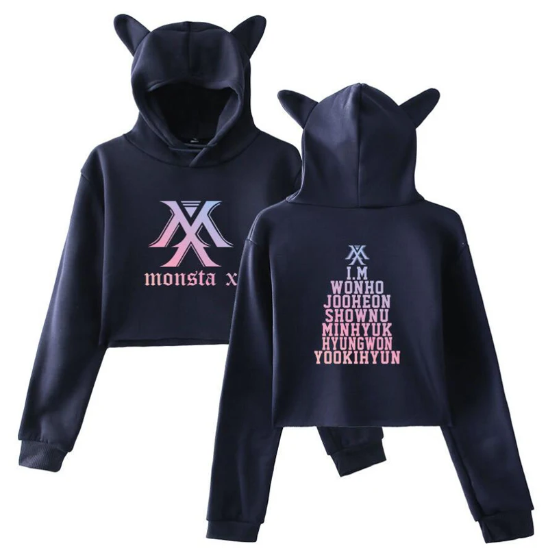 K POP K-POP KPOP MONSTA X Album WONHO YOOKIHYUN I.M JOOHEON Crop Top Hoodie Cropped Sweatshirt Women Tracksuit Hip Hop Clothing