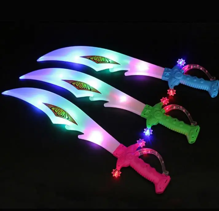 10pcs Light Up Swords Motion Activated Sound Flashing Pirate Buccaneer Sword LED Toy Glow Sticks Party Prize Lightsaber