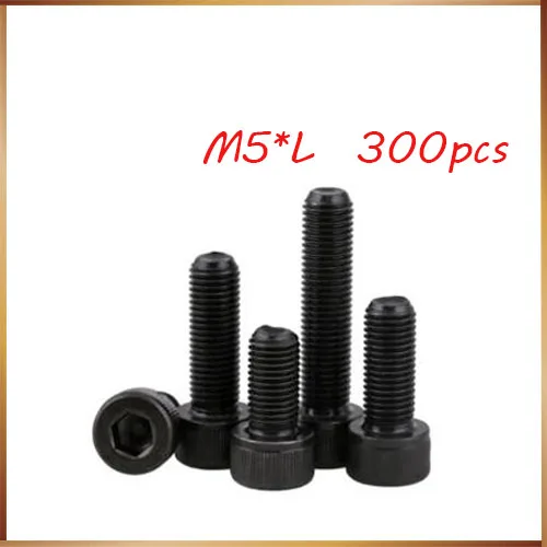 300pcs M5*20/22/25/30/35 Hexagon socket  screws Hex Head Socket Cap Screw Black 12.9 Grade Bolts M5 screws stainless nails,bolts