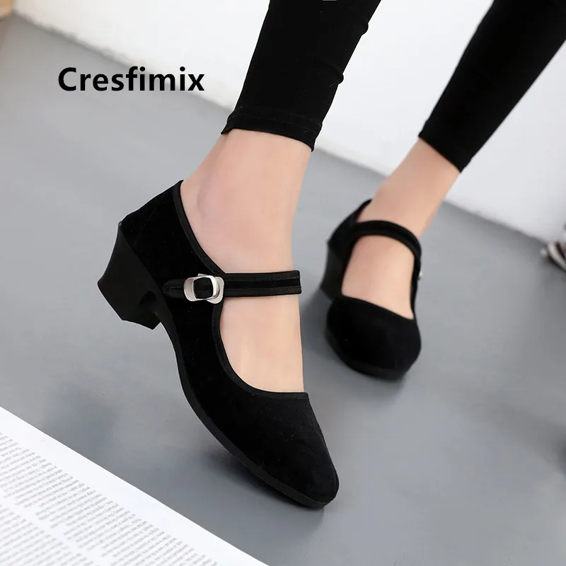 Cresfimix zapatos planos de mujer donna carino panno nero scarpe da ballo lady casual scarpe da balletto comode scarpe fresche a5449