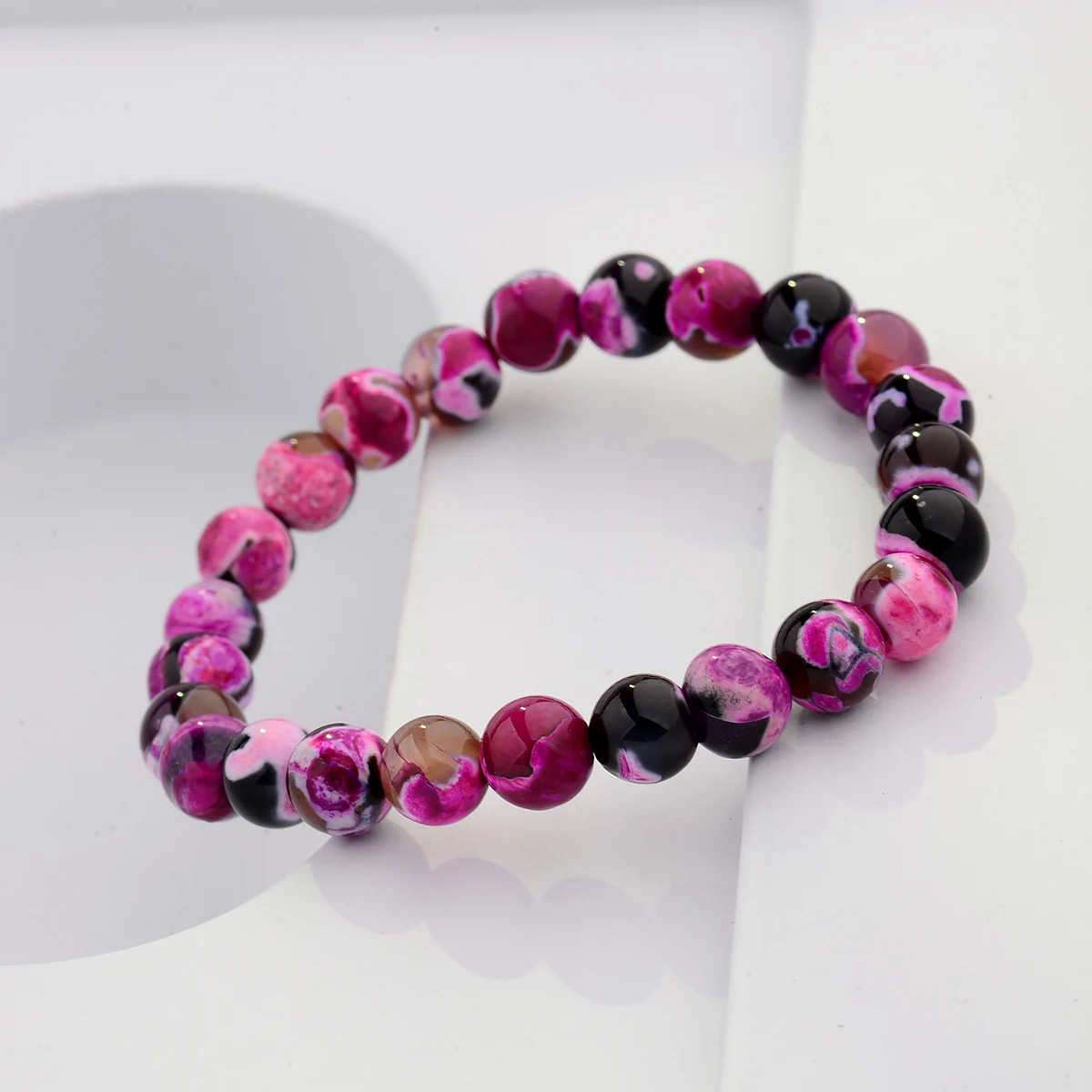 DOUVEI 8mm Genuine Colorful Natural Tourmaline Stone Bracelets For Women Yoga Charm Stretch Round Bead Bracelet Wholesale