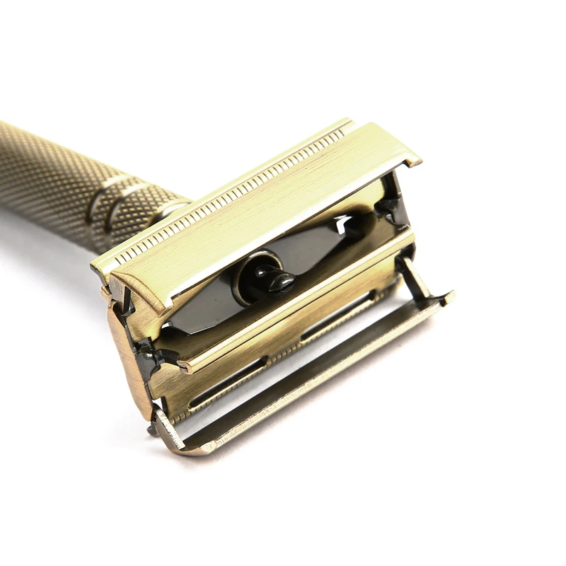 New Classic Manual Razor Men Butterfly Open Double Edge Safety Razors Bronze Vintage Metal Handle Wet Shaver
