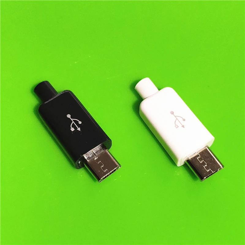 10 teile/los micro usb 4pin stecker stecker schwarz/weiß schweißen daten otg linie schnitts telle diy daten kabel zubehör