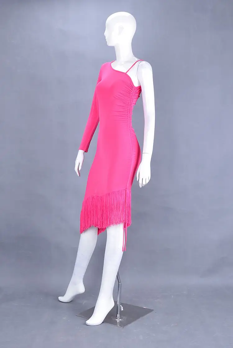 ballroom dance, Latin dance, diagonal shoulder, long sleeve, side drawstring, diagonal swing, Latin dress, W10022