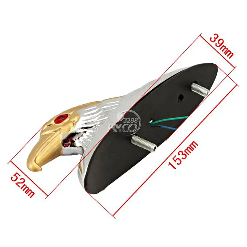 Eagle Head Fender Ornament Chrome Gold Lighted Eye Red Things for Motorcycle Decoration Accessories Motorbike Custom Bike Retro