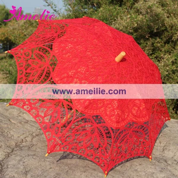 Amelie-sombrilla de encaje hecha a mano para decoración de bodas, paraguas para fiesta, 10 colores surtidos