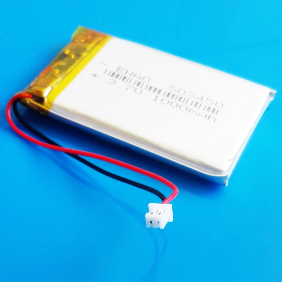 3.7V 1000mAh Lipo Polymer Lithium Rechargeable Battery 503450 + JST 1.25mm 2pin Plug For Smart Phone DVD mp3 Led Lamp Camera