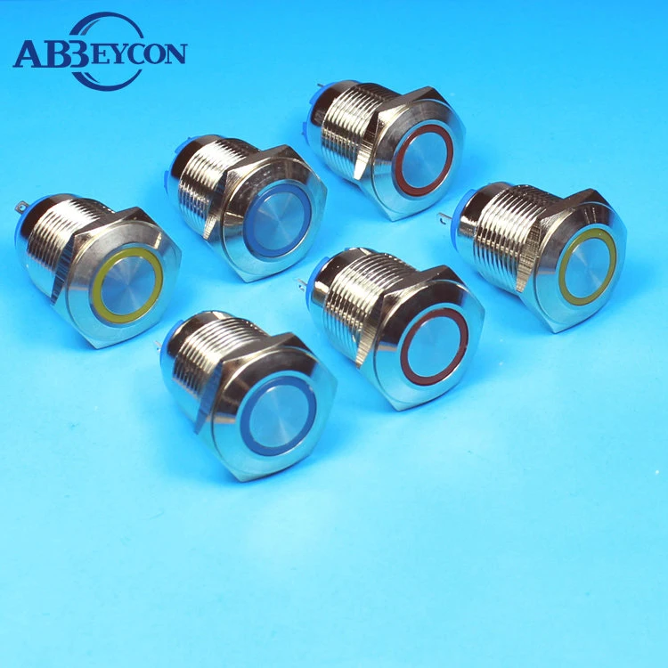 IN15 stainless steel 12VDC ring LED 16mm waterproof terminal pushbutton metal indicator