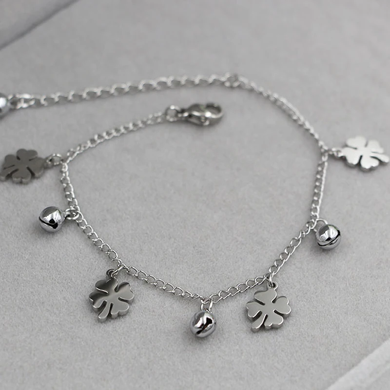 New Arrival Flowers And Bell Anklet For Women Titanium Steel Gold Color Women Jewelry Anklets Wholesale