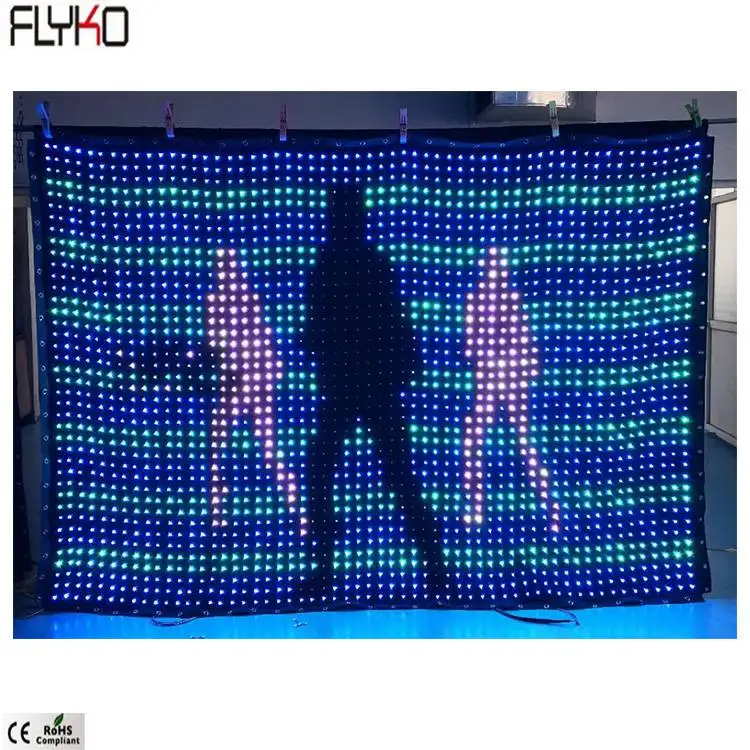 

Flyko professional lighting equipment P50mm 2x3m led video stage curtain easy to install and dismantle